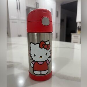 Hello Kitty Thermos Funtainer‎ 12oz Stainless Steel Straw Bottle Red Pink